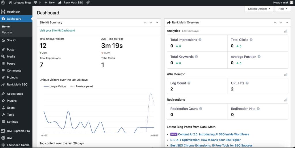 WordPress Dashboard